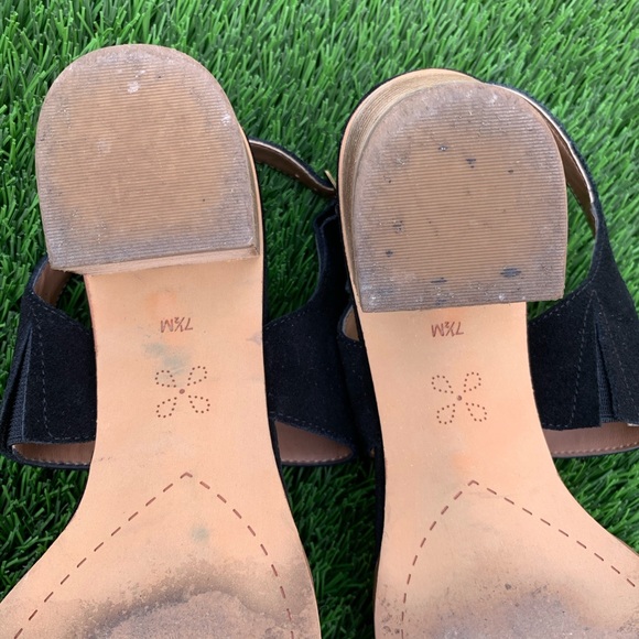 Caslon Black Suede Strappy Braid Wood Heel Sandal - Picture 5 of 6